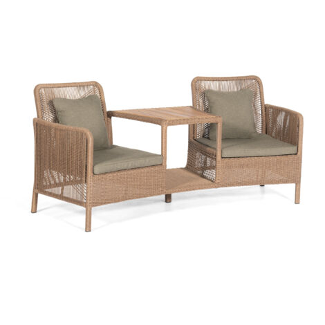 Sonnenpartner Luna Duo-Loungesessel mit Tisch Alu mit PE-Bespannung natural honey