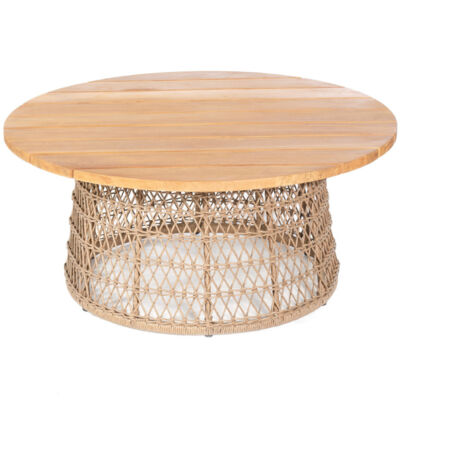 Sonnenpartner Retro Lounge-Tisch Gartentisch ø100 cm Aluminium mit Teakholz