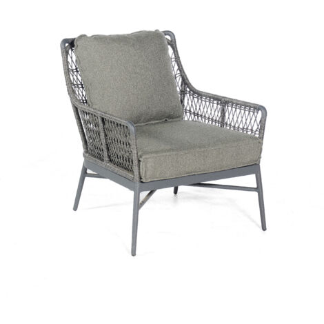 Sonnenpartner Retro Loungesessel Gartensessel Alu mit PE-Bespannung light coal
