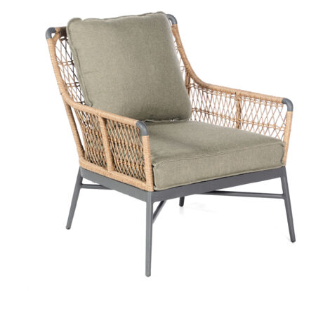 Sonnenpartner Retro Loungesessel Gartensessel Alu mit PE-Bespannung natural honey