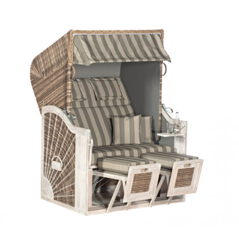 Sonnenpartner Rustikal 285 Z Sun Edition 2-Sitzer Strandkorb 3/4 Liegemodell mix-brown