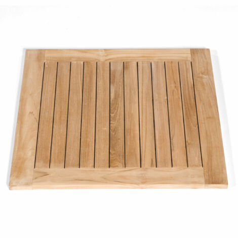 Sonnenpartner Tischgestell Rhodos Alu gebürstet mit wählbarer Tischplatte Tischplatte \"TUNIS\" 80 x 80 cm Teakholz 80050292