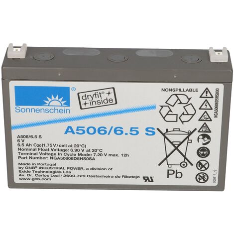 Sonnenschein Bleigel Akku 6V 6,5Ah Dryfit A506/6.5S