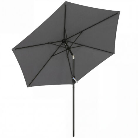 Sonnenschirm 270 cm knickbar Balkonschirm mit Kurbel UV 50+ Gartenschirm Dunkelgrau