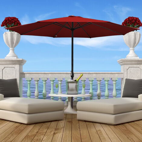 SWANEW Sonnenschirm 350 cm Rot – Kurbel – UV-Schutz wasserabweisend knickbar – Ampelschirm Marktschirm