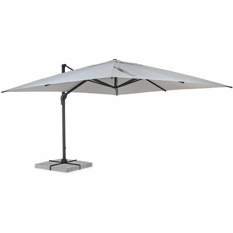 Sonnenschirm 4 x 4 mt Grau und Anthrazit aus Aluminium mit verstellbarer Seitenstange für Garten und Balkon -Ines