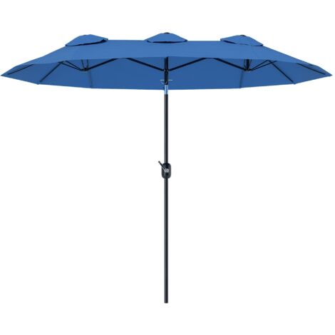 Sonnenschirm, Gartenschirm, neigbar, mit Handkurbel, Winddach, Polyester+Stahl, Marineblau, 285 x 147 cm