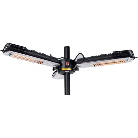 Sonnenschirm-Heizstrahler 2000 W Halogen Schwarz Silbern PH10 Sunred