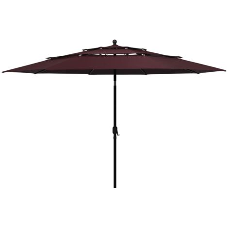 Sonnenschirm mit Aluminium-Mast 3-lagig Bordeauxrot 3,5 m vidaXL