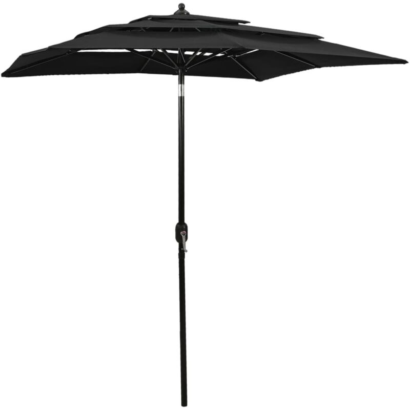 Sonnenschirm Mit Aluminium-mast 3-lagig Schwarz 2x2 M Vidaxl