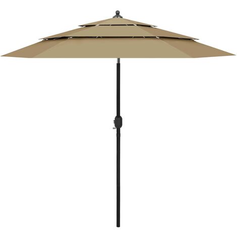 Sonnenschirm mit Aluminium-Mast 3-lagig Taupe 2,5 m vidaXL
