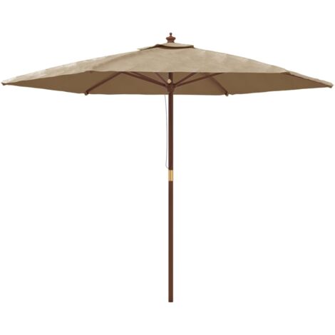 Sonnenschirm mit Holzmast Taupe 299x240 cm vidaXL