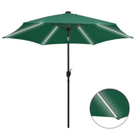 Sonnenschirm mit LED und Aluminiumstock 300 cm Grün