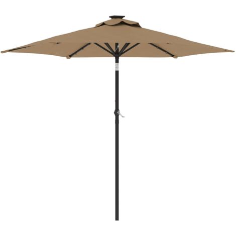 Sonnenschirm mit LED und Stahlmast Taupe 225x225x212 cm vidaXL