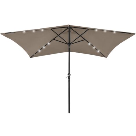 Sonnenschirm mit LEDs und Stahl-Mast Taupe 2x3 m CFW559658