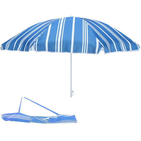 Sonnenschirm rund 1,80m Blau Streifen Polyester-X11000440-blau