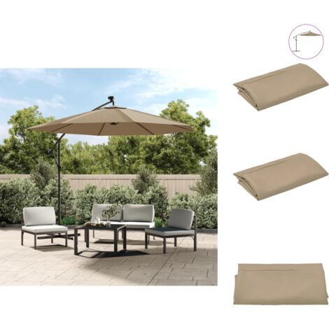 Ersatz-Bezug Für Luxus-Ampelschirm HWC-A96 - Creme-grau 3,5x3,5m Mit Flap