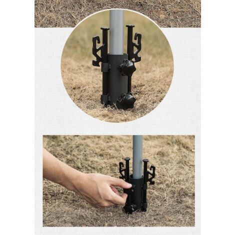 Sonnenschirmhalter aus Metall, Sonnenschirmhalter, Balkongeländer, Zeltständer, Zeltstangenhalter für Garten, Terrasse, Balkon, Geländer, mit Nägeln. (Ø 22–34 mm, 1 Stück)
