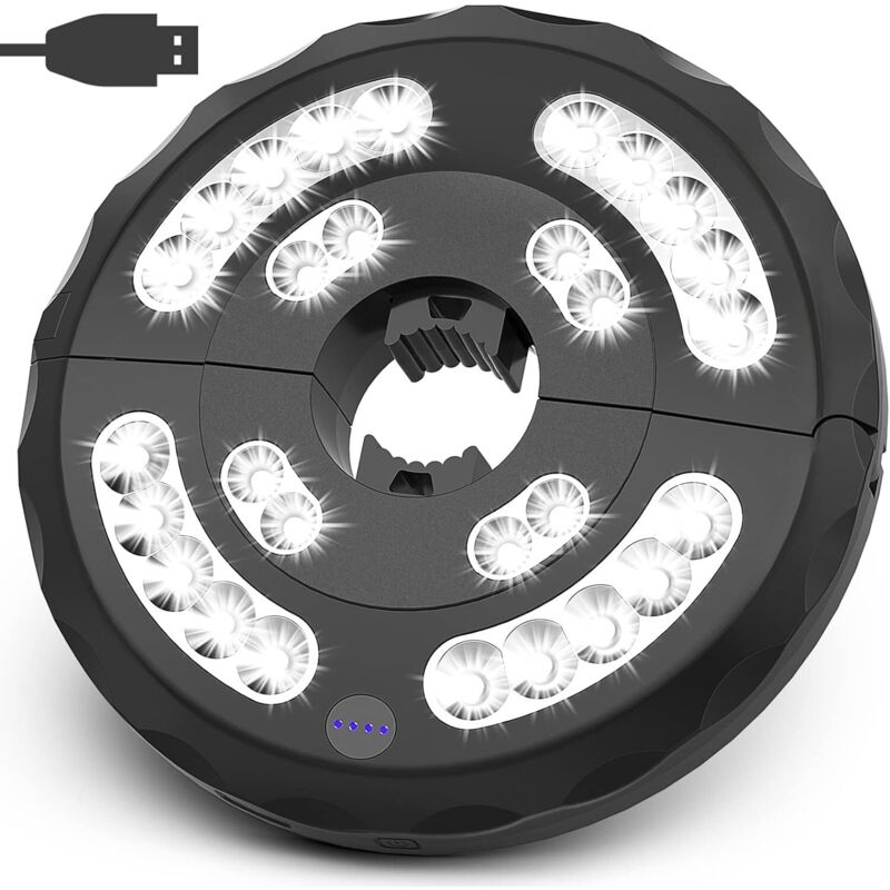 28 LED-Sonnenschirmlicht, wiederaufladbar, 3 Modi – Schirmlicht für Camping, Terrasse, Strand (weiß)