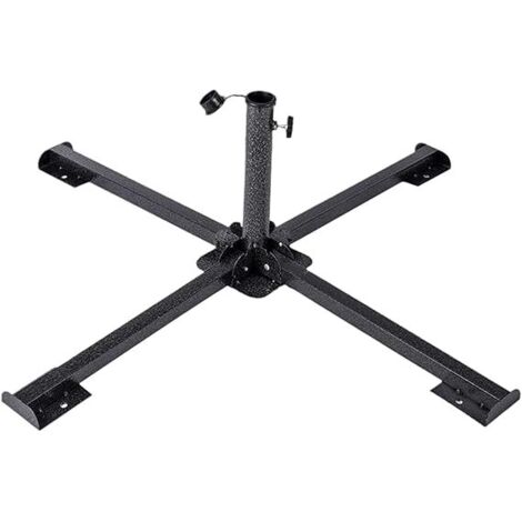 Sonnenschirmständer aus Metall, stabiler und robuster Ständer, rostbeständig, Outdoor-Design, ideal für Garten, Terrasse, Café, 84 x 35 x 3 cm, Schwarz, 1 Stück