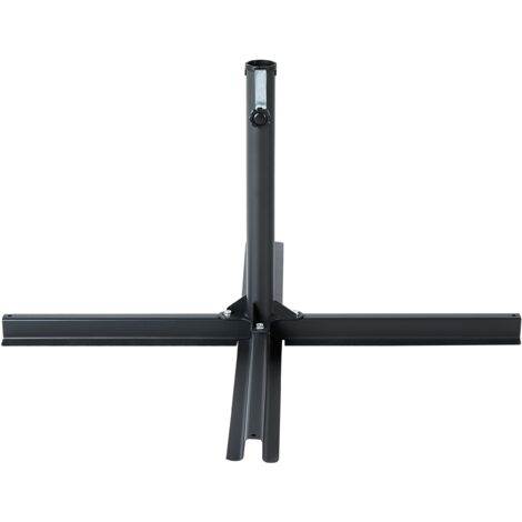Sonnenschirmständer Schwarz Stahl 100x100cm Quadratisch Kreuzfuß für Garten Terrasse