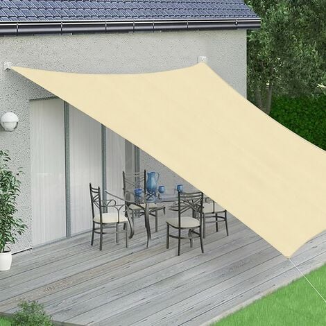 VOUNOT Sonnensegel Rechteckig inkl. Befestigungsseile Wasserdicht  Sonnenschutz, für Balkon Garten Terrasse, 3x2m Grau