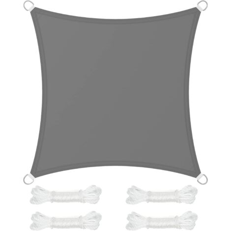 Sonnensegel 3 x 3 m, Wassersäule 665 mm, reißfestes Polyester, UV-Schutz 93 %, Terrasse, Garten, Balkon, quadratisch, 2 grau