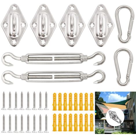 Sonnensegel-Befestigungsset, 40-teiliges Sonnensegel-Befestigungs-Montageset, 304-Edelstahl-Hardware-Befestigungszubehör-Set, Gartensegel-Befestigungsset für den Garten