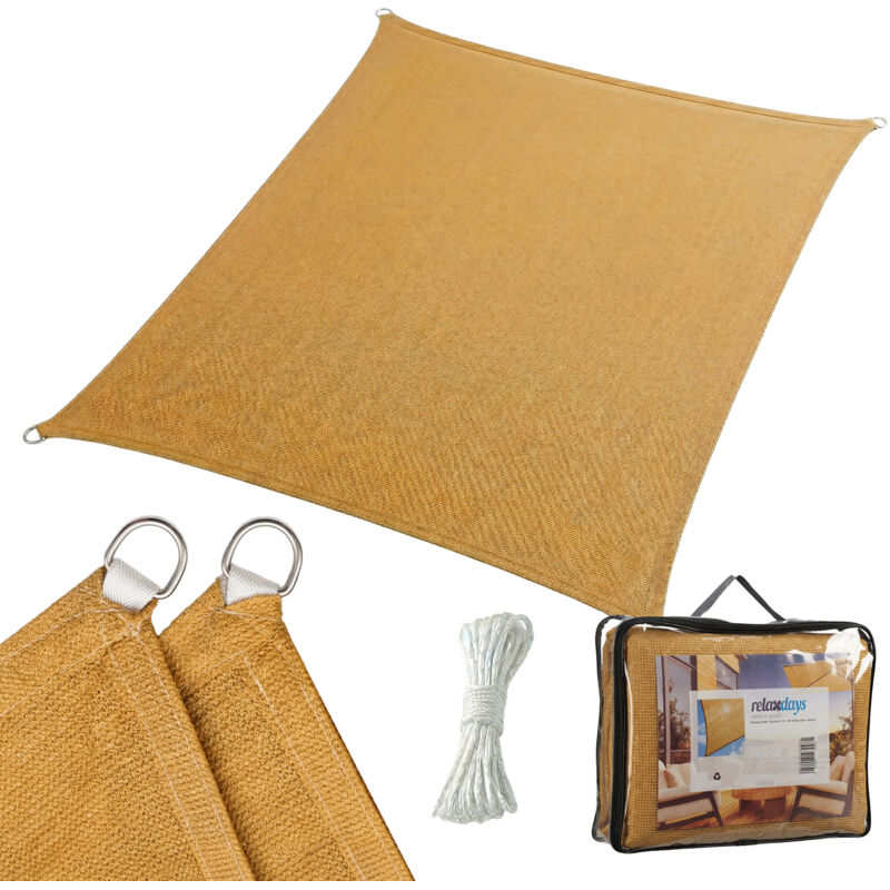 Relaxdays Sonnensegel, 2x3 M, Hdpe, Atmungsaktiv, Segel Für Garten & Balkon, Segeltuch Mit Spannseilen, Rechteckig, Sand