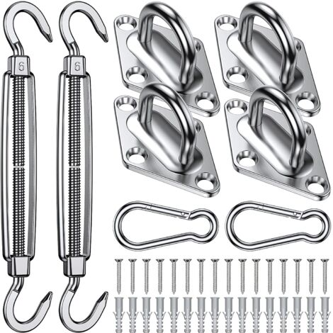 Sonnensegel-Montagesatz – Sonnensegel aus Edelstahl 304, Sonnensegel-Montagesatz für Dreieck, Quadrat und Rechteck, robustes, rostfreies Sonnensegel-Montagesatz