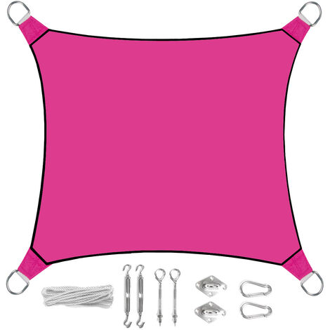 Sonnensegel Quadratisch Pink 3,6m - mit Ösenset für Balkon & Terrasse