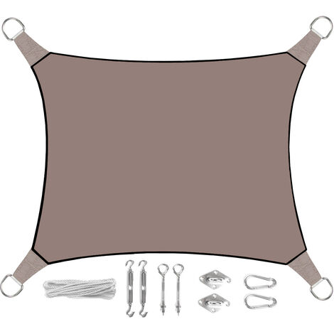 Sonnensegel Rechteckig 2x3m Braun mit Ösenset Sonnenschutz für Balkon Terrasse