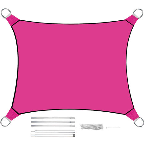 Sonnensegel Rechteckig 2x3m Pink mit Stangenset - Sonnenschutz für den Garten