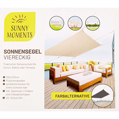 Sonnensegel Rechteckig 300x200cm grau oder natur Garten Terrasse UV-Schutz 50+ - grau