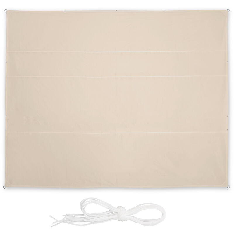 Sonnensegel Rechteckig, Bxt, 5 X 6 M, Wasserabweisend, Uv-beständig, Mit Spannseilen, Terrasse, Balkon, Beige - Relaxdays