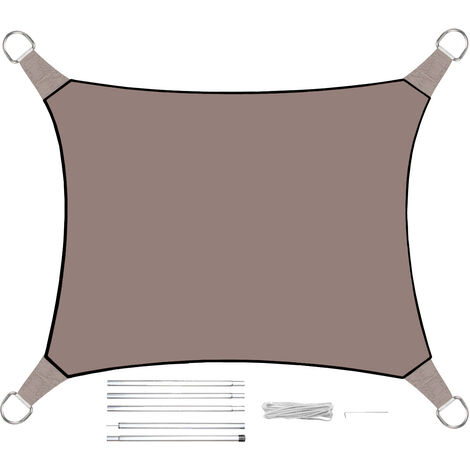 Sonnensegel Rechteckig 4x3m Braun mit Stangenset - Sonnenschutz für den Garten