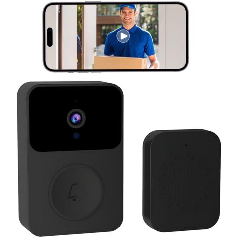 Sonnerie sans Fil avec Caméra, Jeu de Sonnerie Électronique 150M avec Récepteurs Plug-in, Vision Nocturne, Audio, Bidirectionnel pour la Maison, Le Bureau, l'hôtel