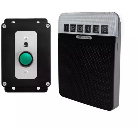 Sonnette 800 mètres sans fil - Bouton haute résistance sur piles & carillon longue distance noir (PROTECT 800)