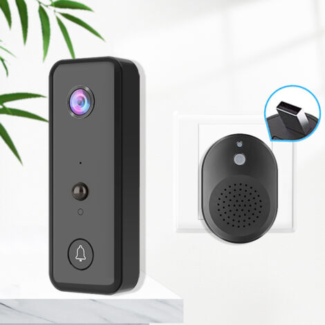 Sonnette connectée WiFi avec interphone vidéo, sonnette sans fil pour usage domestique