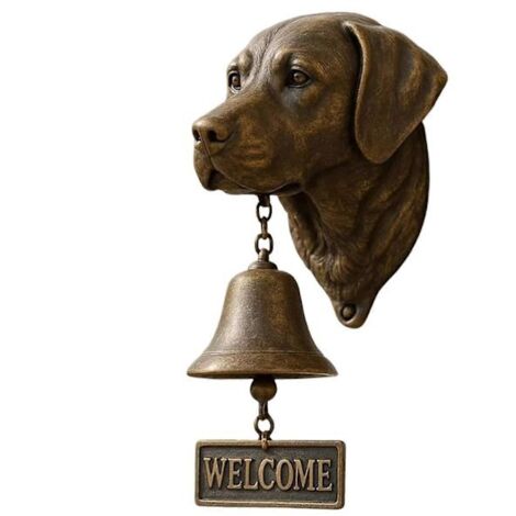 Sonnette de porte en forme de chien, cloche de bienvenue en résine, thème animal, sonnette fonctionnelle Labrador