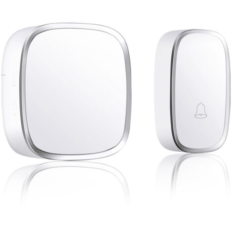 Sonnette de porte, kit de sonnette radio étanche d'une portée de 300 m avec flash LED et 36 cloches avec 4 niveaux de volume pour l'urgence, la maison, l'hôtel - un émetteur et un récepteur
