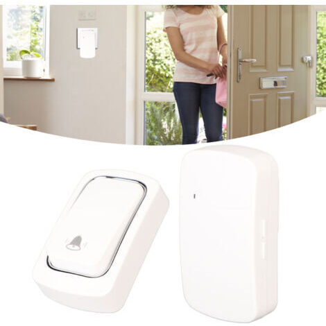 Sonnette de porte sans fil Interphone vocal ABS sans trou pour la maison et la chambre EU Plug 100-230V--