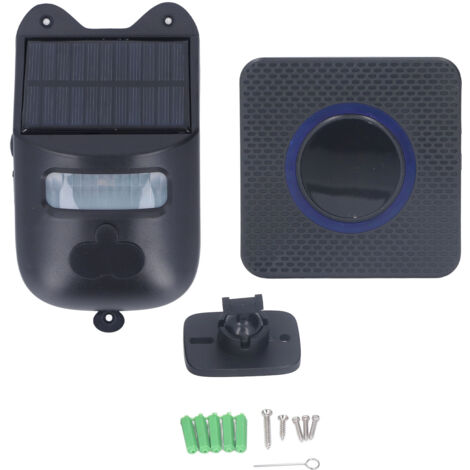 Sonnette de Porte Solaire avec Détecteur de Mouvement Infrarouge sans Fil - Alarme pour Maisons, Jardins, Camping et Fermes, 110‑240V Prise UE