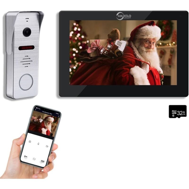 Gotrays - Sonnette de porte vidéo avec caméra 1080P - Enregistrement automatique - Vision nocturne infrarouge - Objectif grand angle 160° - Détection