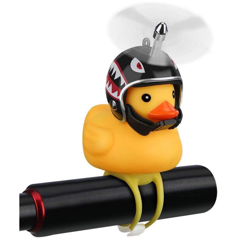 Sonnette de vélo canard, accessoire de vélo canard en caoutchouc avec lumière LED, guidon à hélice mignon,klaxon de vélo d'extérieur