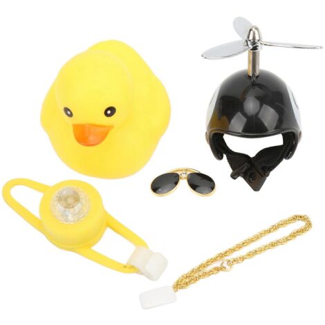 Sonnette de vélo canard jaune miniature avec lumière, décoration de voiture en caoutchouc, cadeau