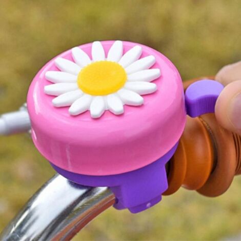 Sonnette de vélo en forme de fleur en plastique pour filles et garçons, rose