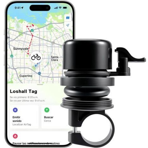 Sonnette de vélo intelligente avec traqueur Bluetooth intégré - Compatible avec Apple Find My App - Système de localisation caché pour vélo électrique et vélo - Antivol - Résistant aux intempéries