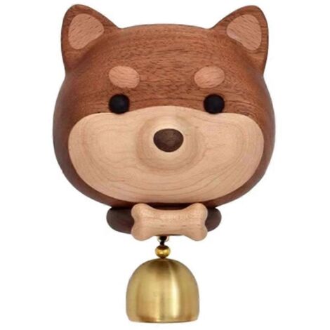 Sonnette décorative de porte en forme de chien, carillon éolien, cloche en bois