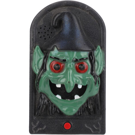 Sonnette d'horreur Halloween lumineuse et sonore pour maison hantée, bar ou escape room en forme de sorcière